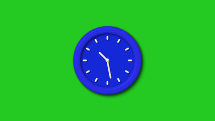 New blue color 3d wall clock icon on green background,Counting down clock icon