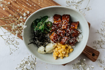 Eel salad with vegetables