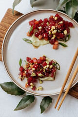 Tuna tartare with vegetables