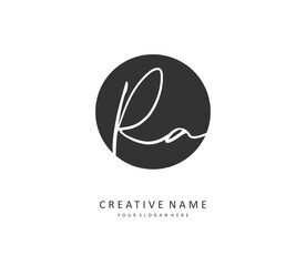 R A RA Initial letter handwriting and signature logo. A concept handwriting initial logo with template element.