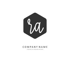 R A RA Initial letter handwriting and signature logo. A concept handwriting initial logo with template element.