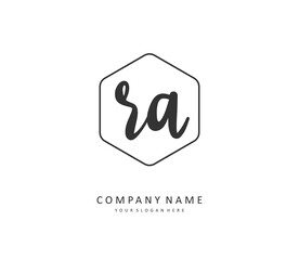 R A RA Initial letter handwriting and signature logo. A concept handwriting initial logo with template element.