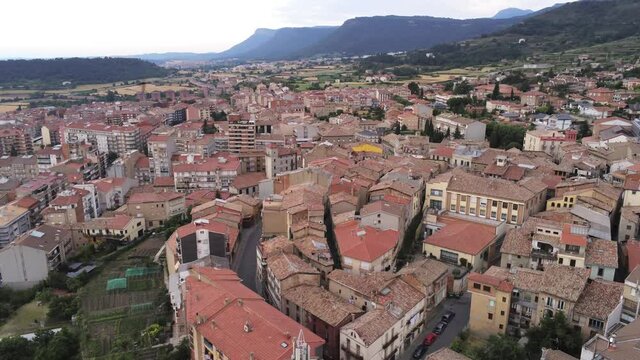 Berga, village of Barcelona. Catalonia,Spain. Aerial Drone  Footage