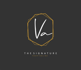 Obraz premium V A VA Initial letter handwriting and signature logo. A concept handwriting initial logo with template element.