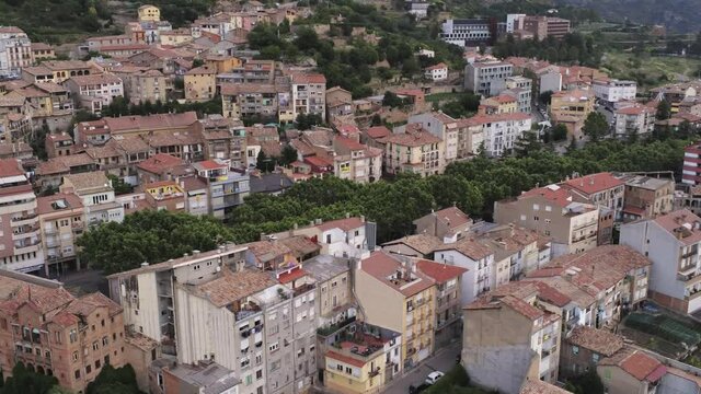 Berga, village of Barcelona. Catalonia,Spain. Aerial Drone  Footage