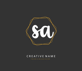 SA Initial letter handwriting and signature logo. A concept handwriting initial logo with template element.