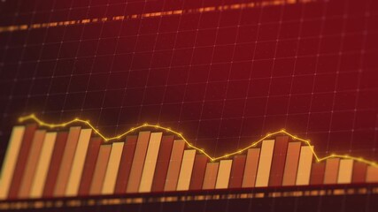 Falling chart footage. Stock market bar. Dynamic infographic showing financial loss. Analytical finance diagram template. Economic statistics, currency rates. Business data. 4K animation in red colors - Powered by Adobe