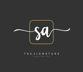SA Initial letter handwriting and signature logo. A concept handwriting initial logo with template element.