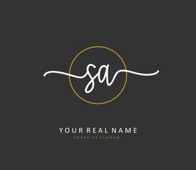 SA Initial letter handwriting and signature logo. A concept handwriting initial logo with template element.