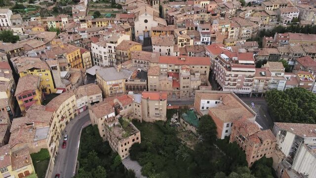 Berga, village of Barcelona. Catalonia,Spain. Aerial Drone  Footage