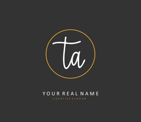 T A TA Initial letter handwriting and signature logo. A concept handwriting initial logo with template element.