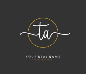 T A TA Initial letter handwriting and signature logo. A concept handwriting initial logo with template element.