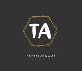 T A TA Initial letter handwriting and signature logo. A concept handwriting initial logo with template element.
