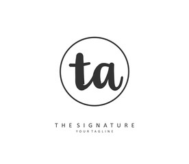 T A TA Initial letter handwriting and signature logo. A concept handwriting initial logo with template element.