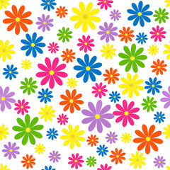 colorful seamless, pattern  flower on a white  background, vector illustration