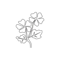 Obraz premium Single one line drawing of beauty fresh common mallow for home decor wall art poster print. Printable decorative malva sylvestris flower concept. Modern continuous line draw design vector illustration
