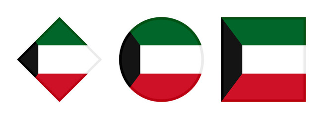 kuwait flag icon set. isolated on white background
