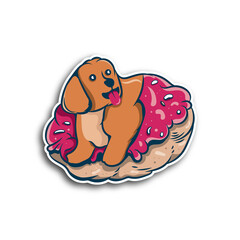 dog donut icon and sticker template.