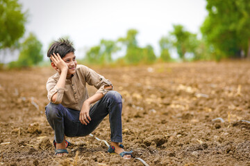 Young indian rural child , rural india
