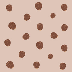 hazelnut pattern vector. nuts background