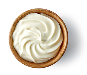 cream cheese in wooden bowl