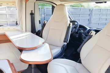 modern camper van vehicle interior view of motor home rv for recreational vanlife