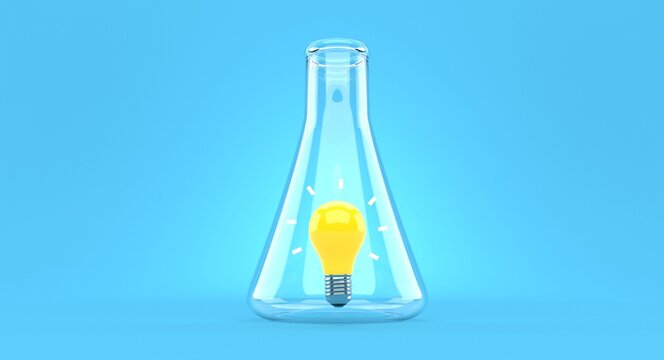 Light bulb inside chemistry flask