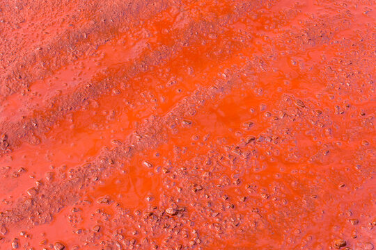 Background Of Red Dirt Road Polluted With The Iron Ore. Environmental Pollution