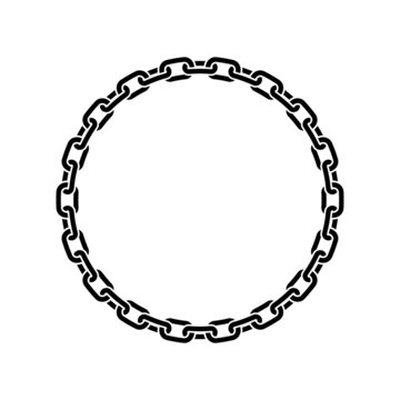 Vector Black Chain Like Symbol Circle. Isolated On White Background.