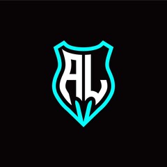 Initial A L letter with shield modern style logo template vector