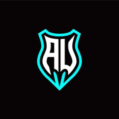 Initial A U letter with shield modern style logo template vector