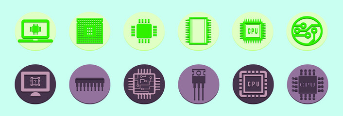 a set of computer chips icon design template with various models. vector illustration
