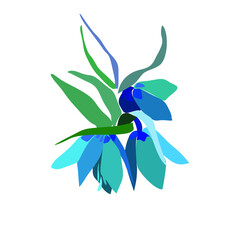 Flower hand drawn flat illustration. Botanical design elements. Vector sketch clip art with lilies.