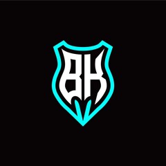 Initial B K letter with shield modern style logo template vector