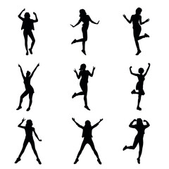 Silhouette Of Cheerful Girl Set