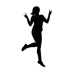 Silhouette Of Cheerful Girl