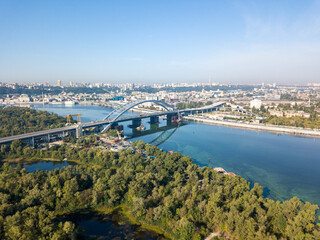 Fototapeta na wymiar Aerial view of the Dnieper River in Kiev.