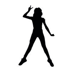 Silhouette Of Cheerful Girl