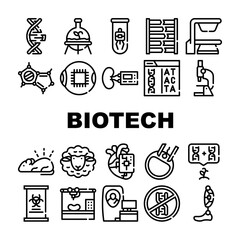 Fototapeta premium Biotech Technology Collection Icons Set Vector Illustrations