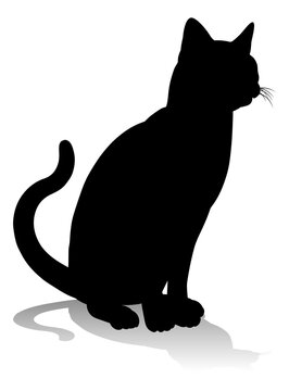 A silhouette cat pet animal detailed graphic