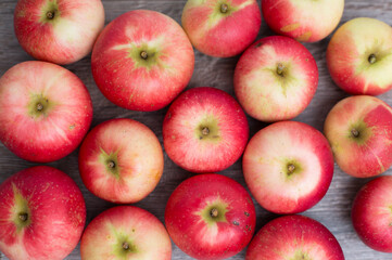 Organic apples seen from above