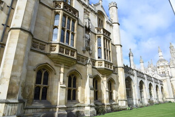 Fototapeta na wymiar Cambridge university college gothic chapel and entrance facade architecture