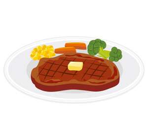 焼いたビーフステーキのベクターイラスト