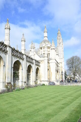 Fototapeta na wymiar Cambridge university college gothic chapel and entrance facade architecture