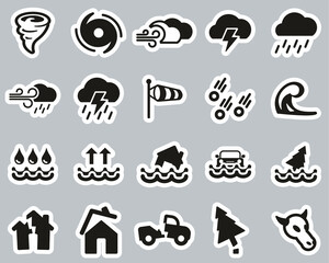 Tornado Or Hurricane Icons Black & White Sticker Set Big