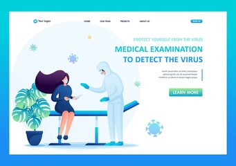 Medical examination of a patient infected with a viral infection. Flat 2D. Vector illustration landing page