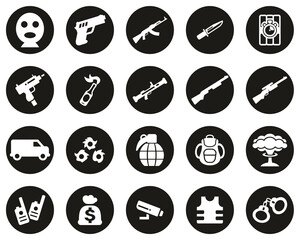 Terrorist Or Assassin Icons White On Black Flat Design Circle Set Big