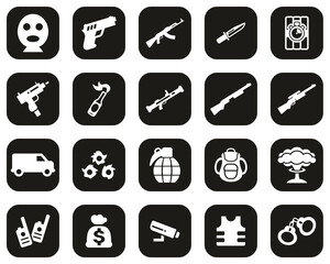 Terrorist Or Assassin Icons White On Black Flat Design Set Big