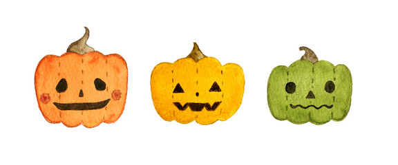 ハロウィン　かぼちゃ　水彩　イラスト