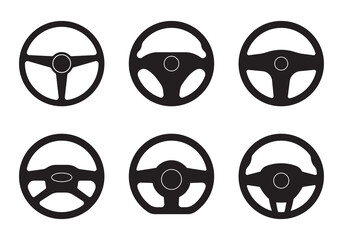 Steering wheel icon set. Car and driver logo templates. Vector illustration.